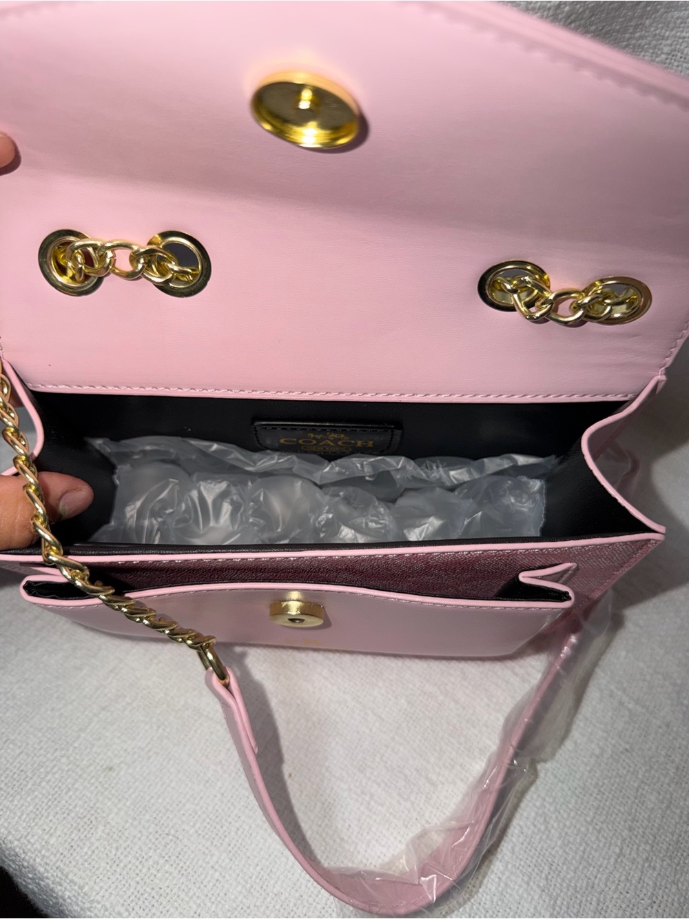 Coach Pink Signature Chain Shoulder Bag with Gold Hardware (Possible Dupe) - Picture 3 of 4